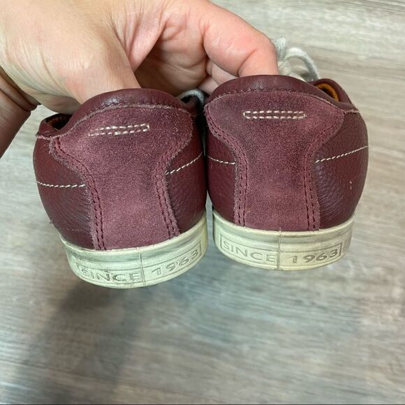 Ecco Men's Burgundy Retro Sneakers Collins Leather Suede Sneakers US 8 EU 40 - Picture 2 of 6